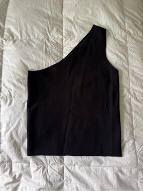Vince One-Shoulder Black Tank Top